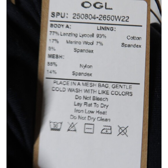 OGL Soft Stretchy Wool Blend Short Sleeve Banded Hem Brami Top Navy Size Small - Picture 11 of 11